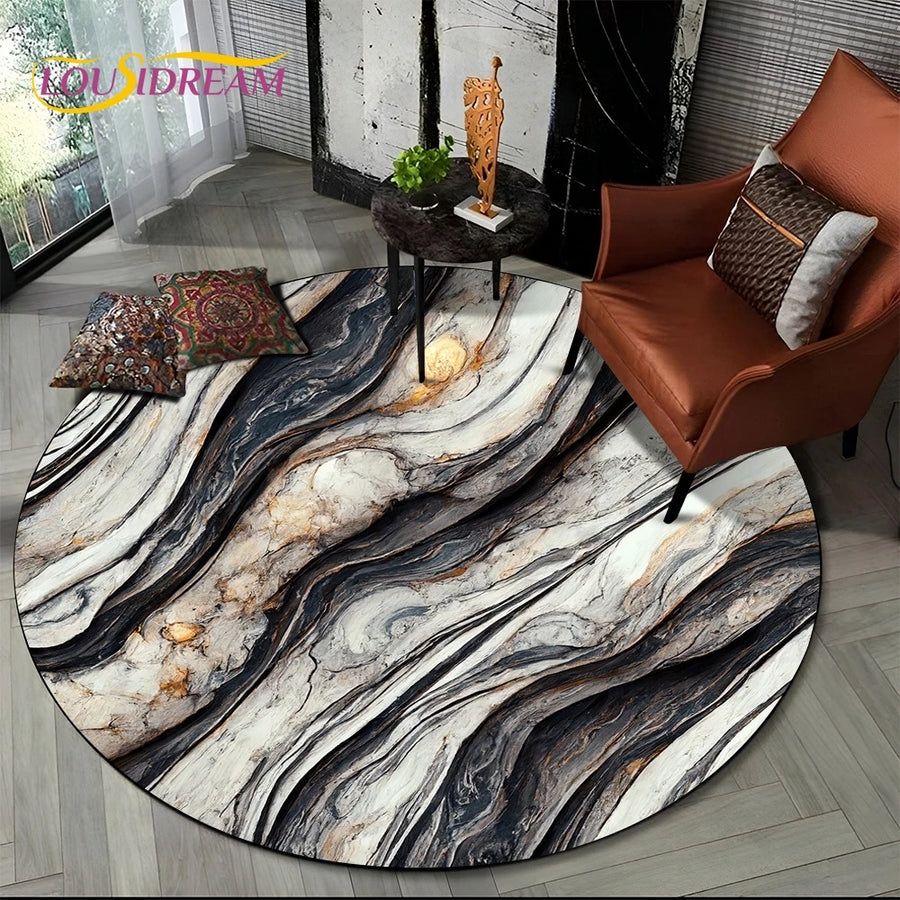 Marble Pattern Round Area Rug