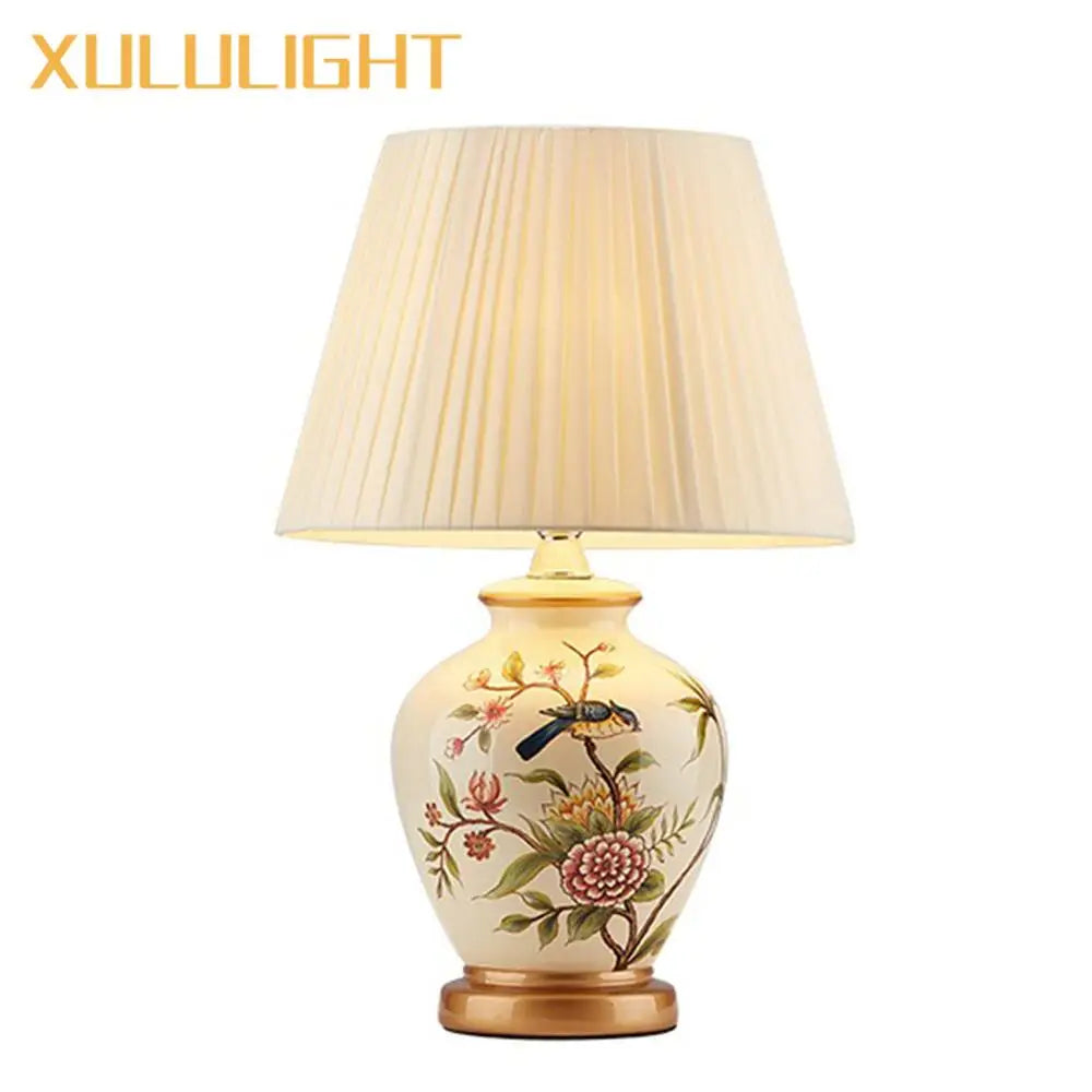 Painted Ceramic Bird Lamp