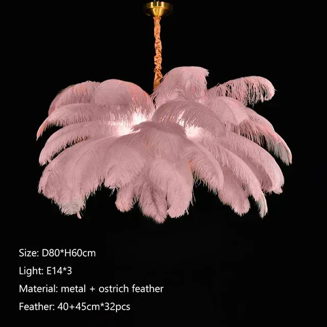 Feathered Ostrich Pendant Chandelier