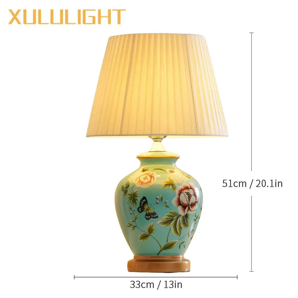 Painted Ceramic Bird Lamp
