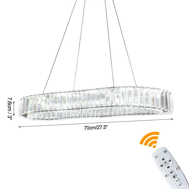 Remote-Dimming Crystal Ring Chandelier