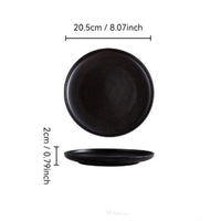 Japanese Black Ceramic Plate Set