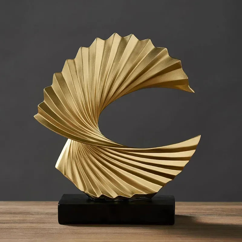 Golden Abstract Resin Sculpture