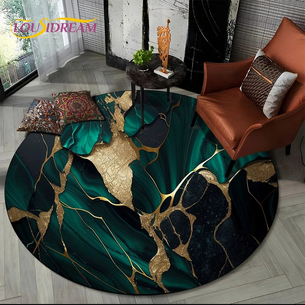 Marble Pattern Round Area Rug