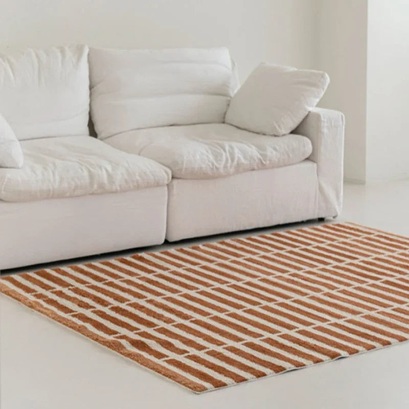 Minimalist Plaid Plush Area Rug
