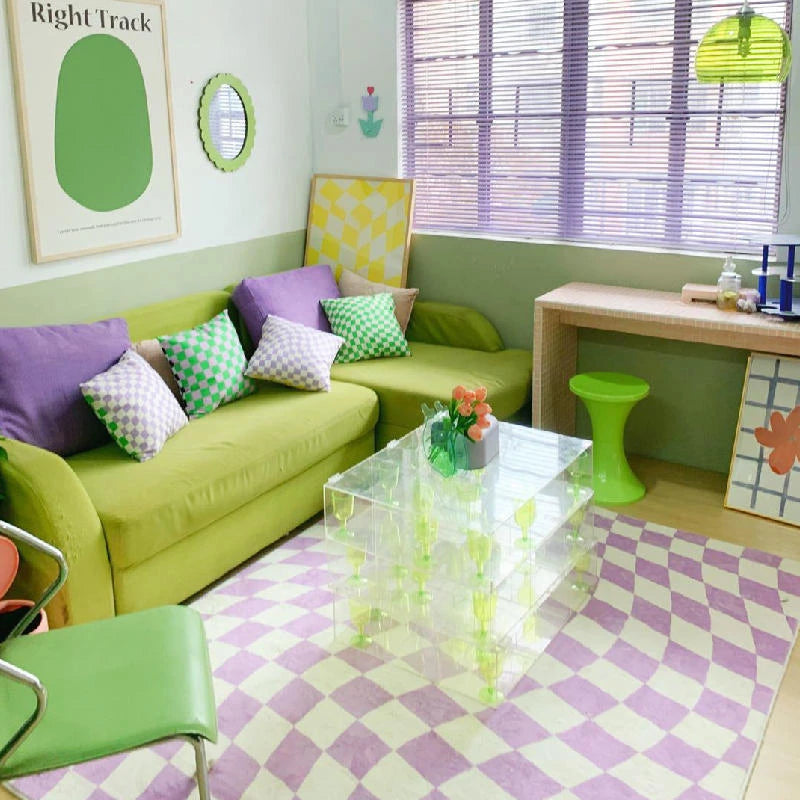 Retro Checkerboard Plush Area Rug