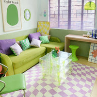 Retro Checkerboard Plush Area Rug