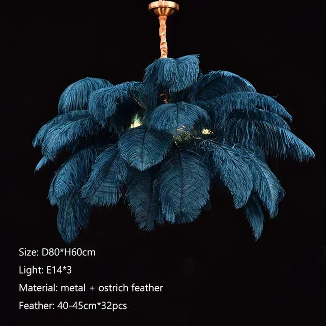 Feathered Ostrich Pendant Chandelier