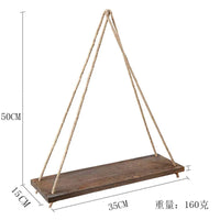 Rustic Rope Hanging Wood Shelf