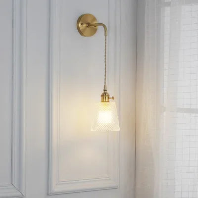 Japanese Brass Glass Wall Lamp
