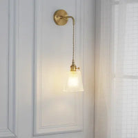 Japanese Brass Glass Wall Lamp