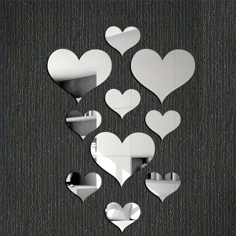3D Heart Mirror Stickers
