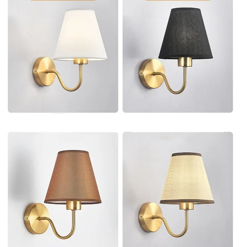 Fabric Shade Bedside Wall Lamp