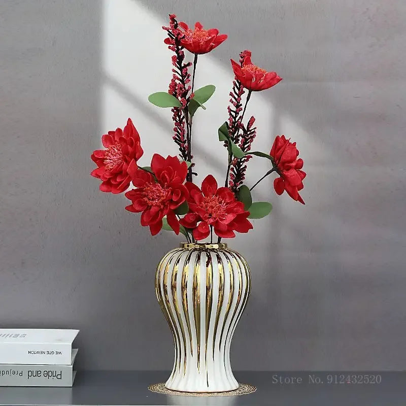 Gold Edged White Vase