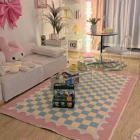 Retro Checkerboard Plush Area Rug