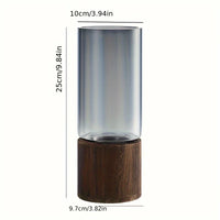 Wooden Base Glass Vase