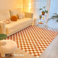 Retro Checkerboard Plush Area Rug