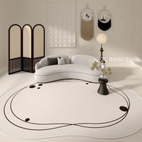 Irregular Cream Oval Area Rug