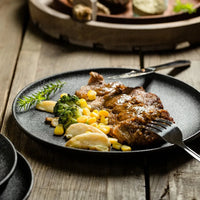 Japanese Black Ceramic Plate Set