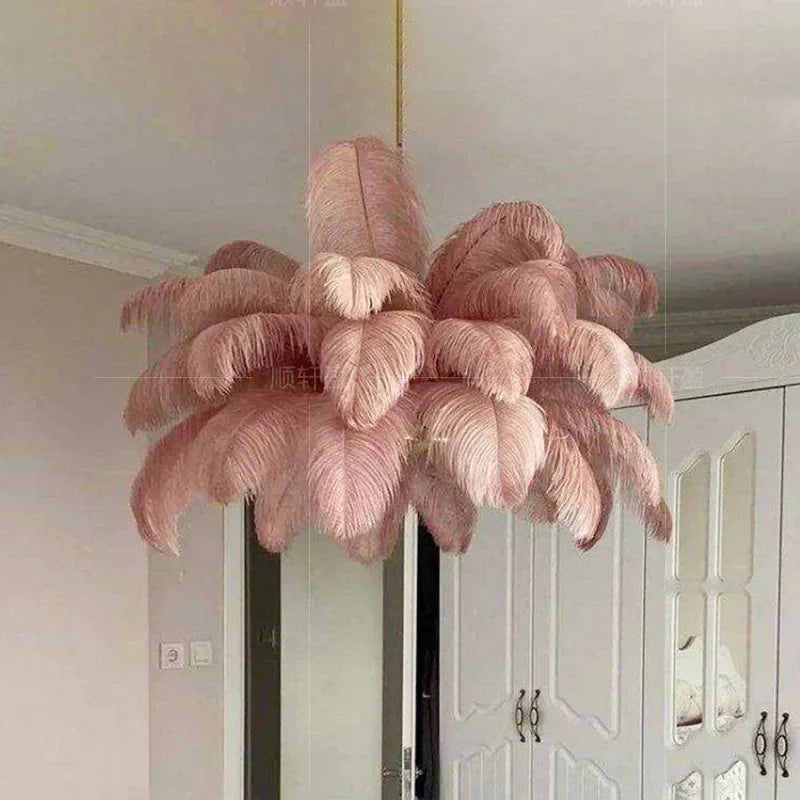 Feathered Ostrich Pendant Chandelier