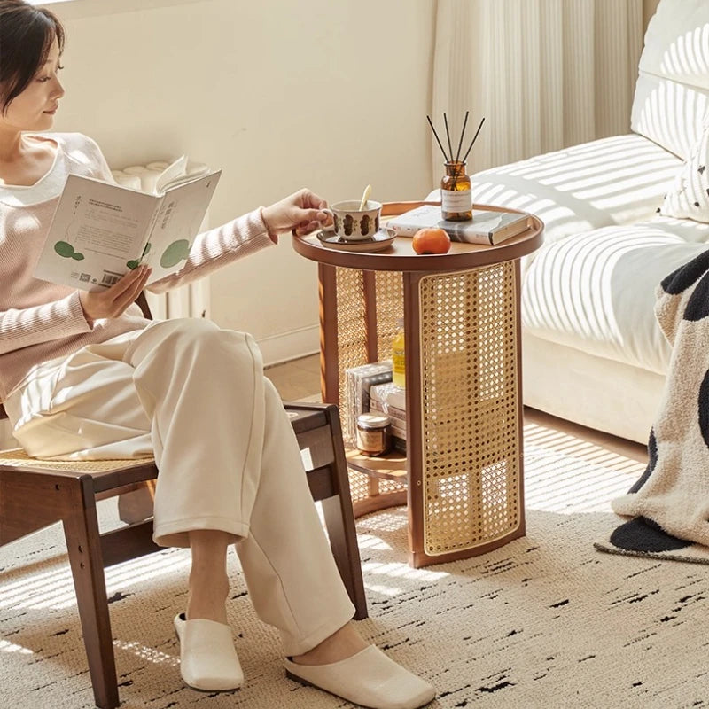 Two-Tier Rattan Coffee Table
