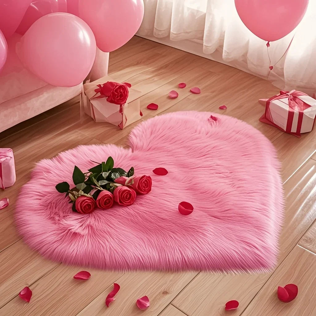 Heart Shaped Plush Accent Rug