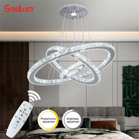 Remote-Dimming Crystal Ring Chandelier