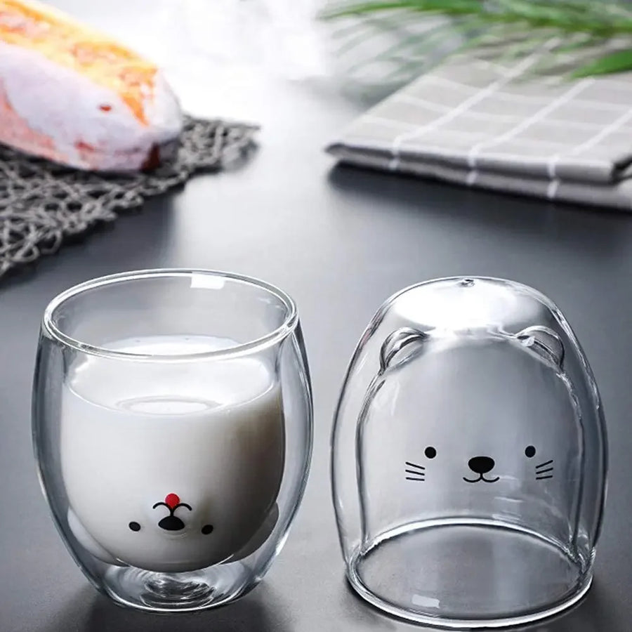 Cute Animal Double Glass