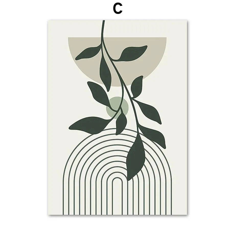 Sage Leaf Geometric Canvas