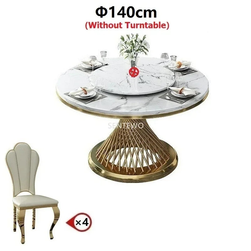 Marble Gold-Base Dining Set