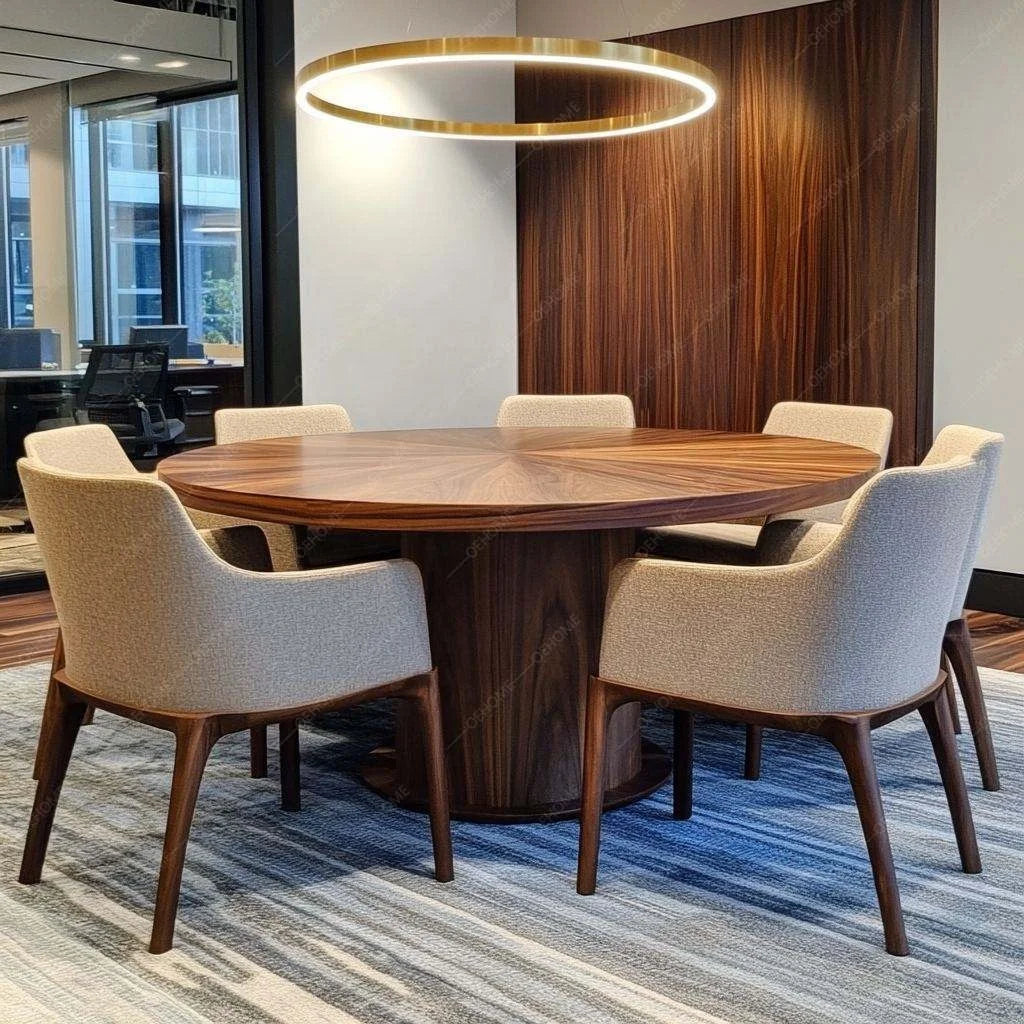 Round Six-Seater Wooden Dining Set