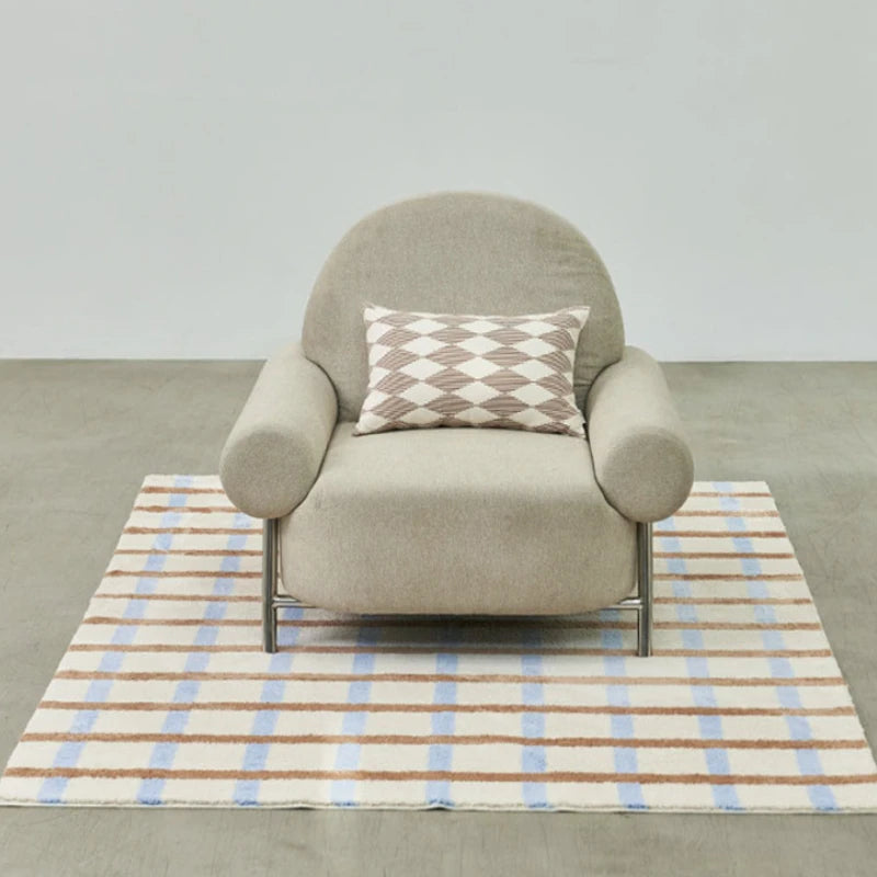 Minimalist Plaid Plush Area Rug
