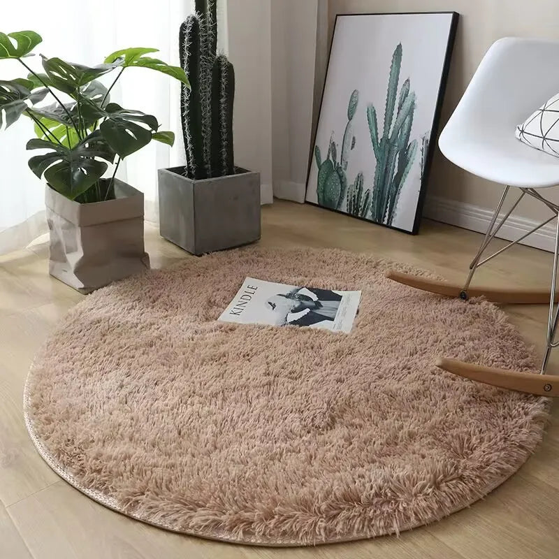 Fluffy Round Bedroom Area Rug