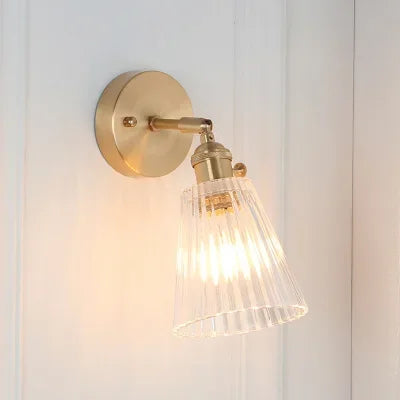 Japanese Brass Glass Wall Lamp