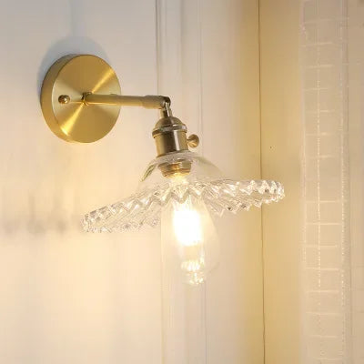 Japanese Brass Glass Wall Lamp