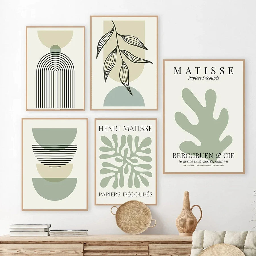 Sage Leaf Geometric Canvas