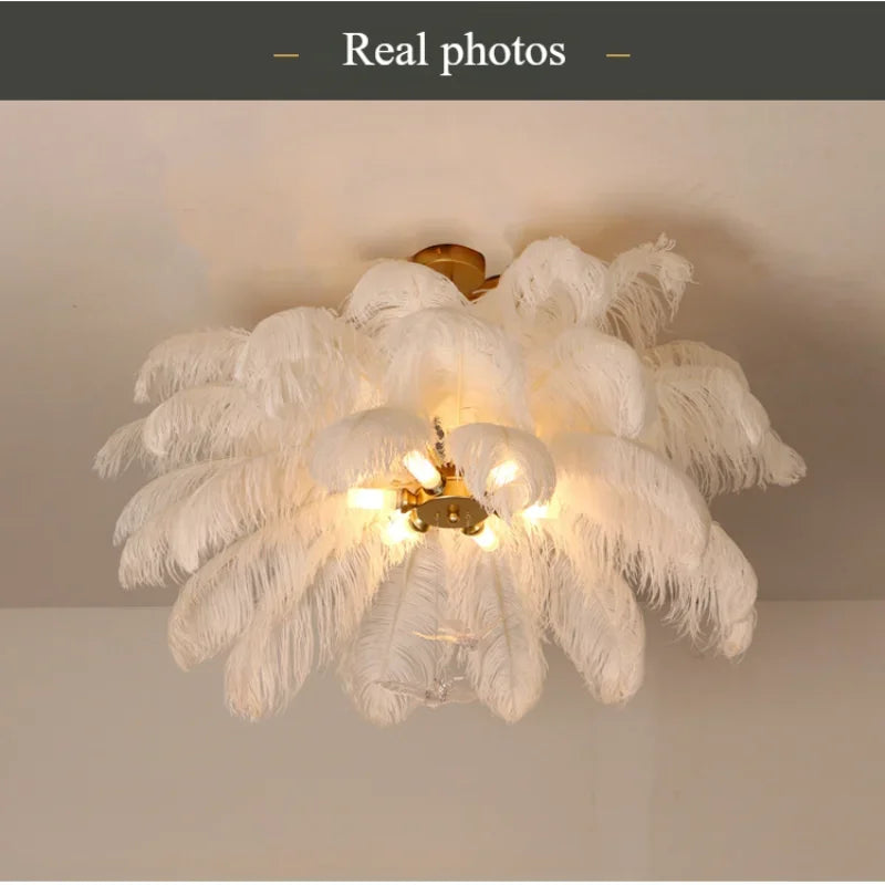 Feathered Ostrich Pendant Chandelier