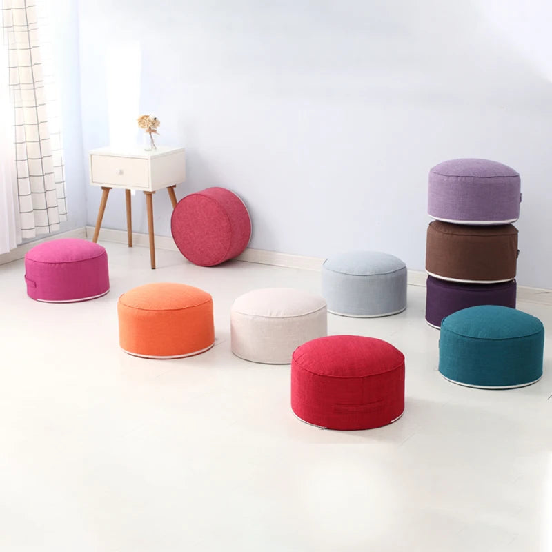 Cotton Linen Meditation Pouf
