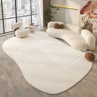 Irregular Cream Oval Area Rug