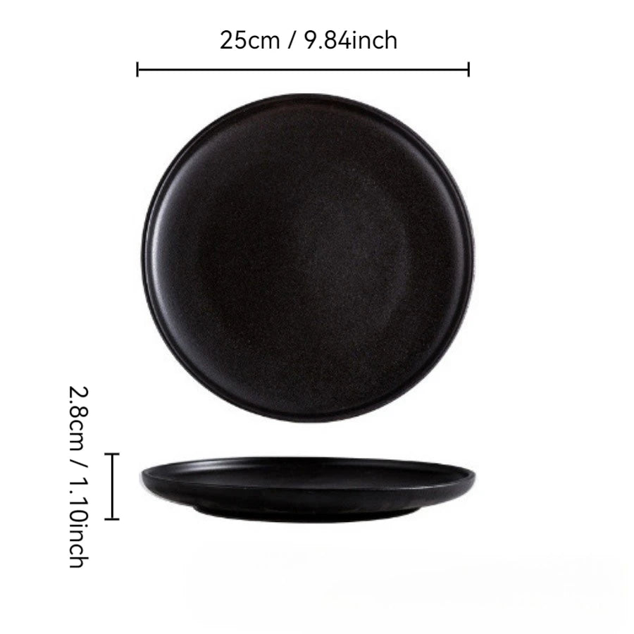 Japanese Black Ceramic Plate Set
