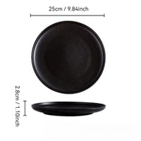Japanese Black Ceramic Plate Set