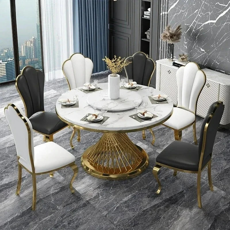 Marble Gold-Base Dining Set