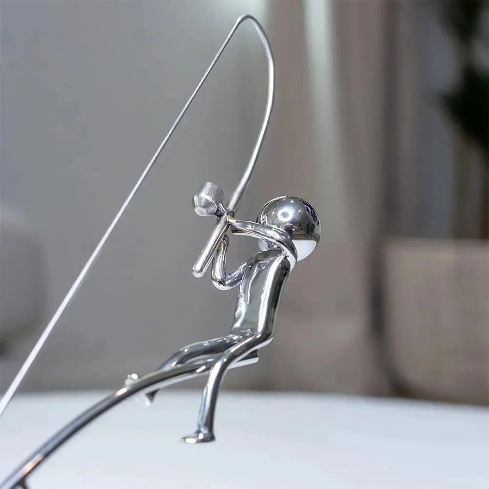 Balancing Fisherman Metal Sculpture