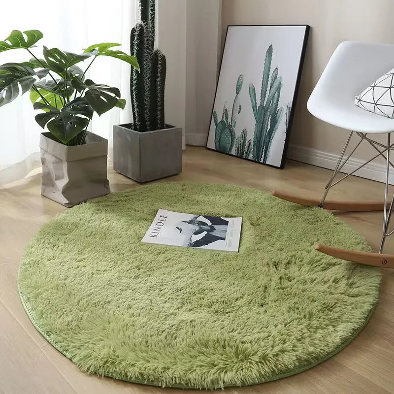 Fluffy Round Bedroom Area Rug
