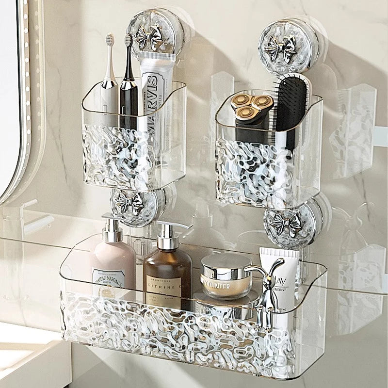 Glacier Pattern Suction Bathroom Shelf