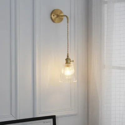 Japanese Brass Glass Wall Lamp