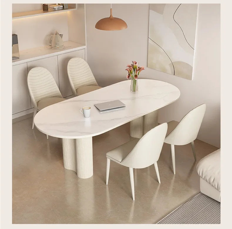 Oval Stone Six-Seater Dining Set