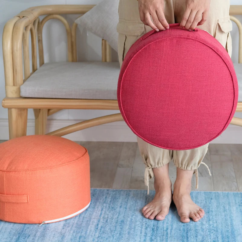 Cotton Linen Meditation Pouf