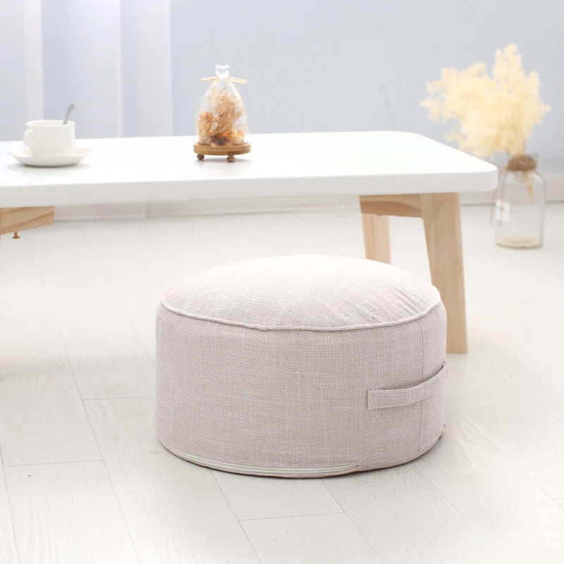 Cotton Linen Meditation Pouf