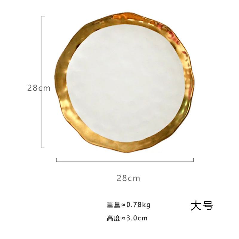 Gold Rim Porcelain Dinner Plate